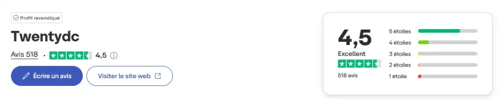 avis externes sur Trustpilot